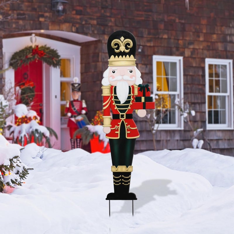 VCUTEKA Christmas Yard Sign Decorations Outdoor Christmas Nutcracker Gifts Yard Signs with Metal Stakes for Xmas Holiday Party Lawn Sign Garden Decor Outdoor Yard Signs - Image 4